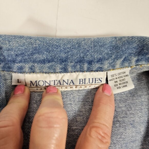 Montana Blues Denim Blue Jean Vest Women's Juniors Size Large Cotton - Picture 3 of 5